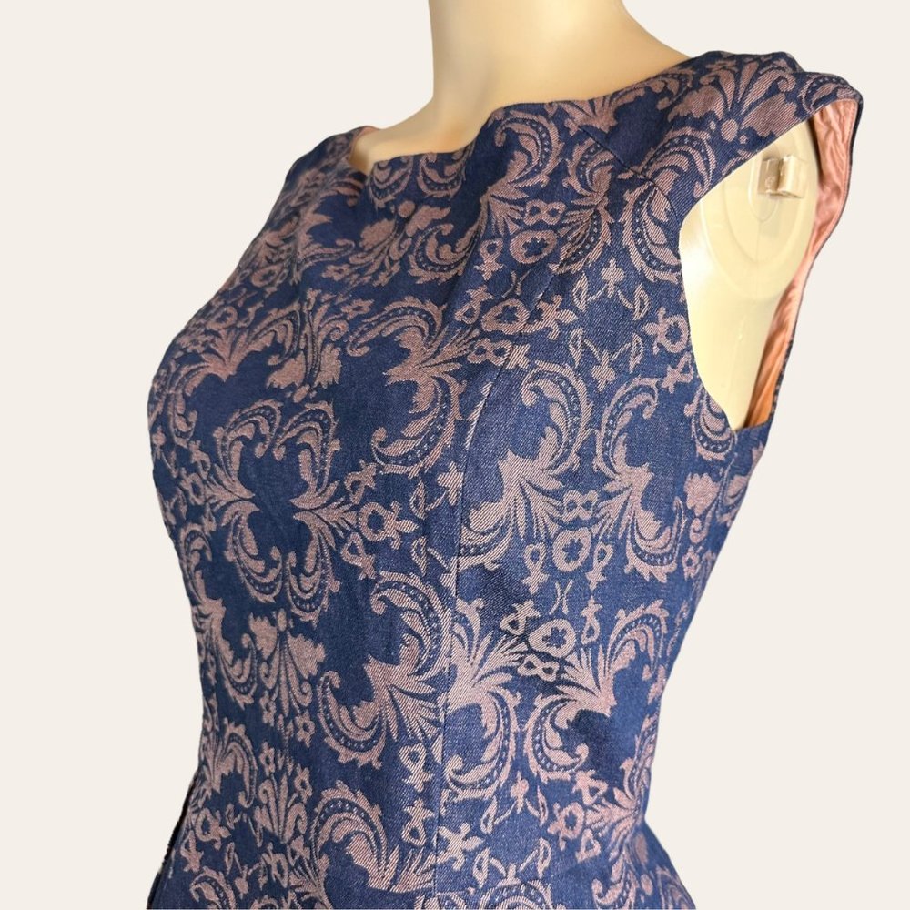 Addie|Fit & Flare Dress|Small|Brown Black|Knee Length|Sleeveless|Pleated|Cotton - Picture 6 of 15